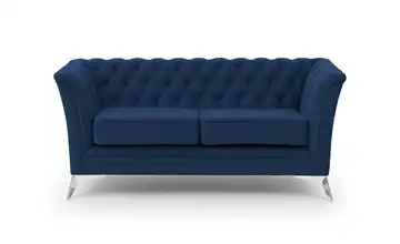 S-STYLE Chesterfield Einzelsofa Wilhelm verchromt Marineblau