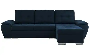 Ecksofa mit Schlaffunktion Umbria Dunkelblau Velours