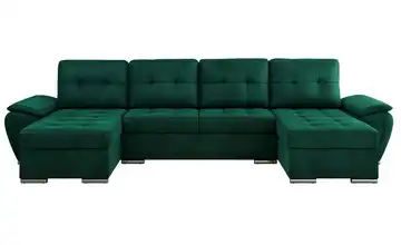 Wohnlandschaft mit Schlaffunktion Umbria Grün Velours