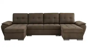 Wohnlandschaft mit Schlaffunktion Umbria Braun Velours