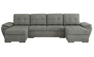 Wohnlandschaft mit Schlaffunktion Umbria Grau Webstoff