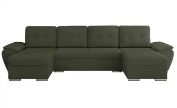 Wohnlandschaft mit Schlaffunktion Umbria Grün Boucléstoff