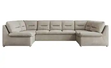 Wohnlandschaft Hellgrau Webstoff Beige