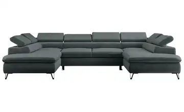 Wohnlandschaft Peter Mausgrau Velours