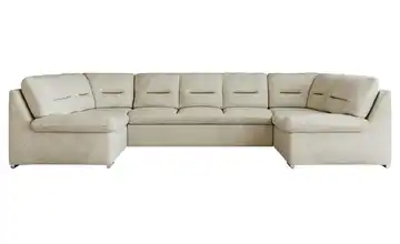 Wohnlandschaft Hellgrau Velours Beige