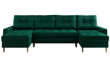 Wohnlandschaft mit Schlaffunktion Astra Velours Dunkelgrün