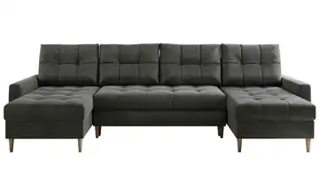 Wohnlandschaft mit Schlaffunktion Astra Velours Dunkelgrau