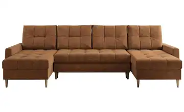 Wohnlandschaft mit Schlaffunktion Astra Webstoff Orange