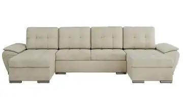 Wohnlandschaft mit Schlaffunktion Umbria Beige Velours