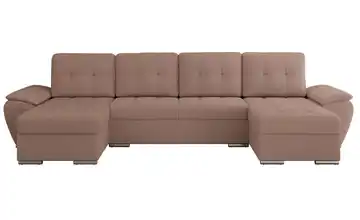 Wohnlandschaft mit Schlaffunktion Umbria Rosa Boucléstoff