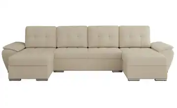 Wohnlandschaft mit Schlaffunktion Umbria Beige Boucléstoff