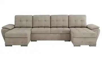 Wohnlandschaft mit Schlaffunktion Umbria Beige Webstoff