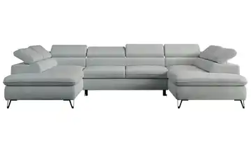 Wohnlandschaft Peter silberfarben Velours