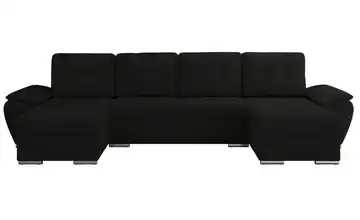 Wohnlandschaft mit Schlaffunktion Umbria Schwarz Boucléstoff