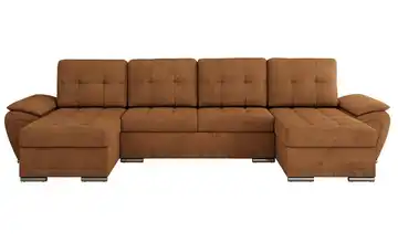 Wohnlandschaft mit Schlaffunktion Umbria Orange Webstoff