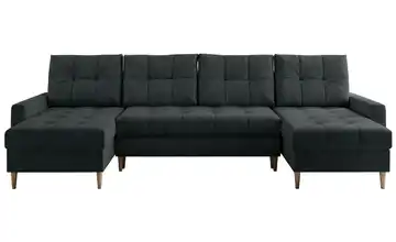 Wohnlandschaft mit Schlaffunktion Astra Webstoff Dunkelgrau