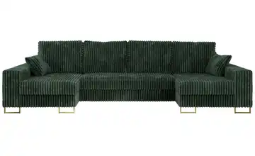 Wohnlandschaft mit Schlaffunktion Dorain Cordstoff Grün