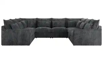 Wohnlandschaft Veroso Lavagrau Cordstoff grob