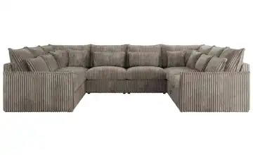 Wohnlandschaft Veroso Hellbraun Cordstoff grob