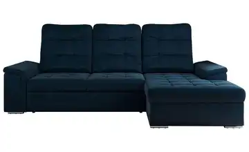 Ecksofa mit Schlaffunktion Madrito rechts Velours Dunkelblau