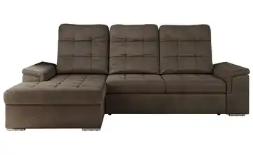 Ecksofa mit Schlaffunktion Madrito links Velours Braun