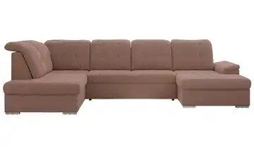 Wohnlandschaft mit Schlaffunktion Madrito Boucléstoff links Rosa