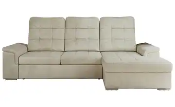 Ecksofa mit Schlaffunktion Madrito rechts Velours Beige