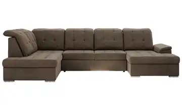 Wohnlandschaft mit Schlaffunktion Madrito Velours links Braun