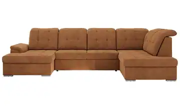 Wohnlandschaft mit Schlaffunktion Madrito Webstoff rechts Orange
