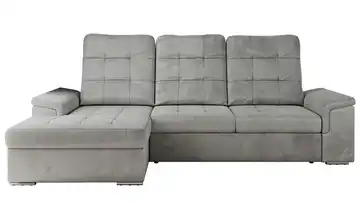 Ecksofa mit Schlaffunktion Madrito links Velours Hellgrau