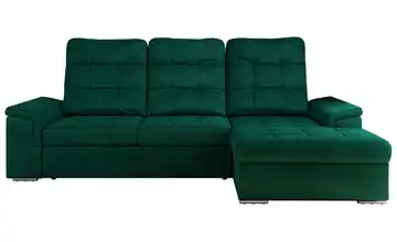 Ecksofa mit Schlaffunktion Madrito rechts Velours Dunkelgrün