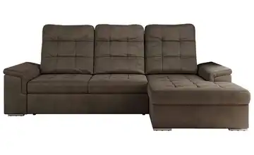 Ecksofa mit Schlaffunktion Madrito rechts Velours Braun