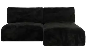 Ecksofa mit Schlaffunktion Vivo Ecksofa Schwarz Plüsch Schwarz rechts Teddy