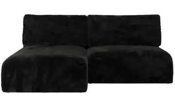 Ecksofa mit Schlaffunktion Vivo Ecksofa Schwarz Plüsch Schwarz links Teddy