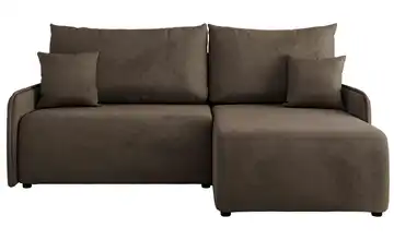 Ecksofa mit Schlaffunktion Arpa Velours Braun rechts
