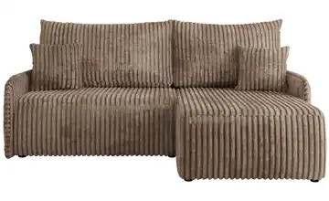 Ecksofa mit Schlaffunktion Arpa Cordstoff grob Braun rechts