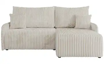 Ecksofa mit Schlaffunktion Arpa Cordstoff grob Creme rechts