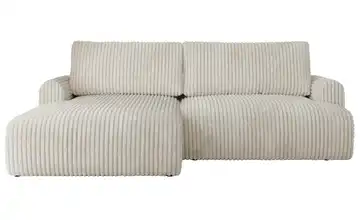 Ecksofa mit Schlaffunktion Tono Creme Cordstoff grob links