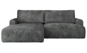 Ecksofa mit Schlaffunktion Tono Dunkelgrau Cordstoff grob links
