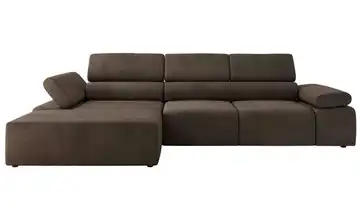 Ecksofa Velours links Braun