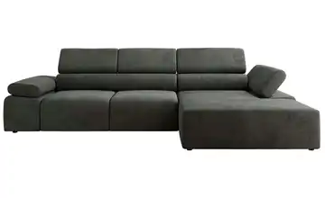 Ecksofa Velours rechts Dunkelgrau