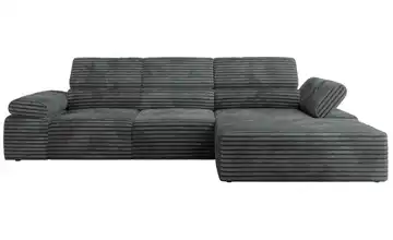 Ecksofa Cordstoff grob rechts Dunkelgrau