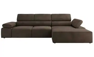 Ecksofa Velours rechts Braun