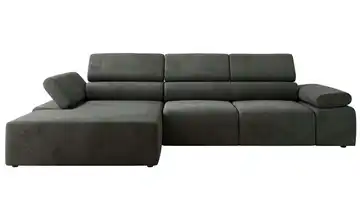 Ecksofa Velours links Dunkelgrau