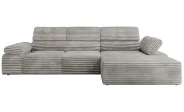 Ecksofa Cordstoff grob rechts Hellgrau