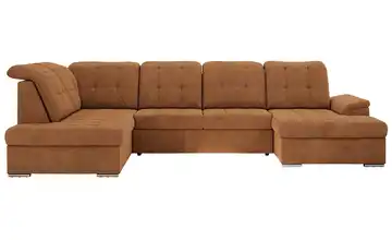 Wohnlandschaft mit Schlaffunktion Madrito Webstoff links Orange