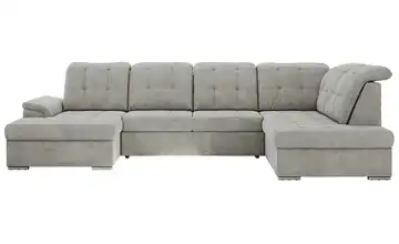 Wohnlandschaft mit Schlaffunktion Madrito Webstoff rechts Silbergrau