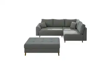Ecksofa mit Hocker Lars rechts Grau