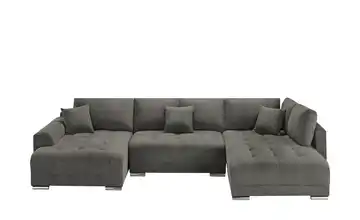 Wohnlandschaft mit Schlaffunktion Lemie Mikrofaser Anthrazit links