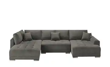 Wohnlandschaft mit Schlaffunktion Lemie Mikrofaser Anthrazit rechts